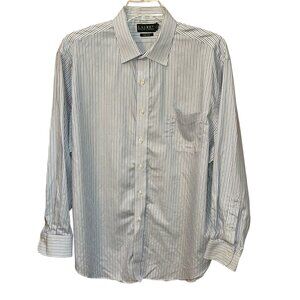 Lauren Ralph Lauren Long Sleeve Button Down Shirt Stripe 100% Cotton 18‎ 34/35